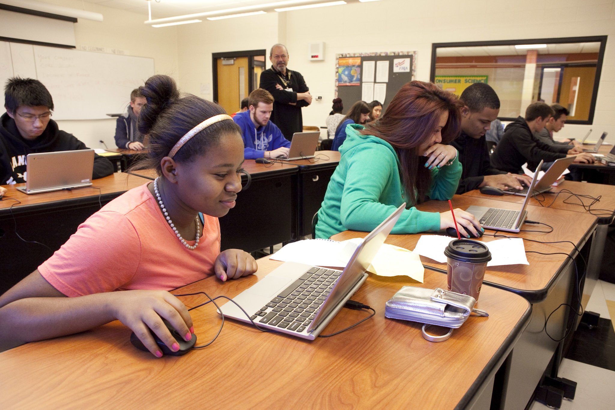students on laptops