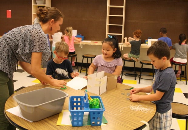 Students making projects in makerspace