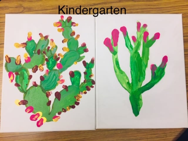 Kindergarten painting of a cactus