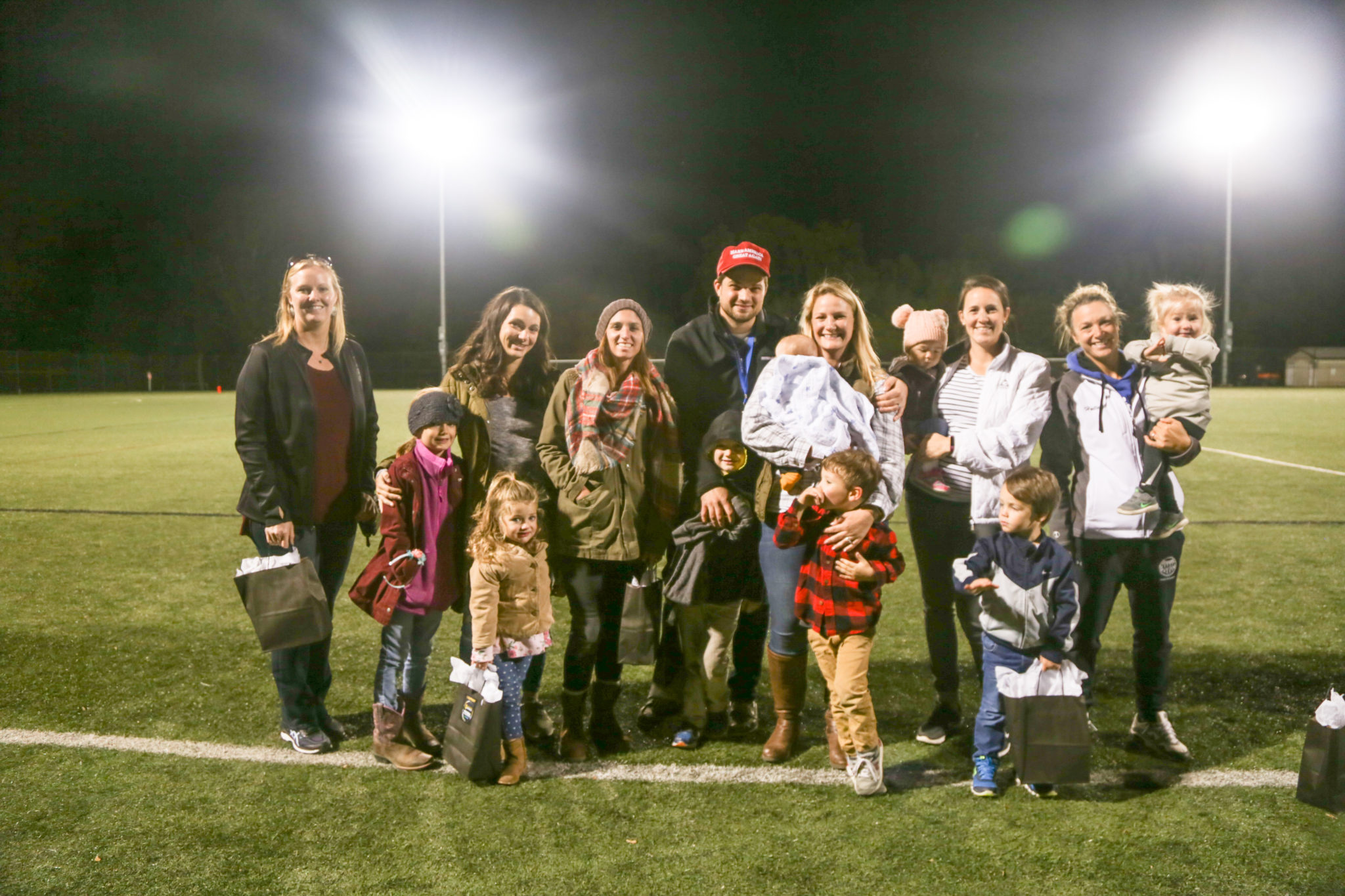 families celebrated out on athletic fields