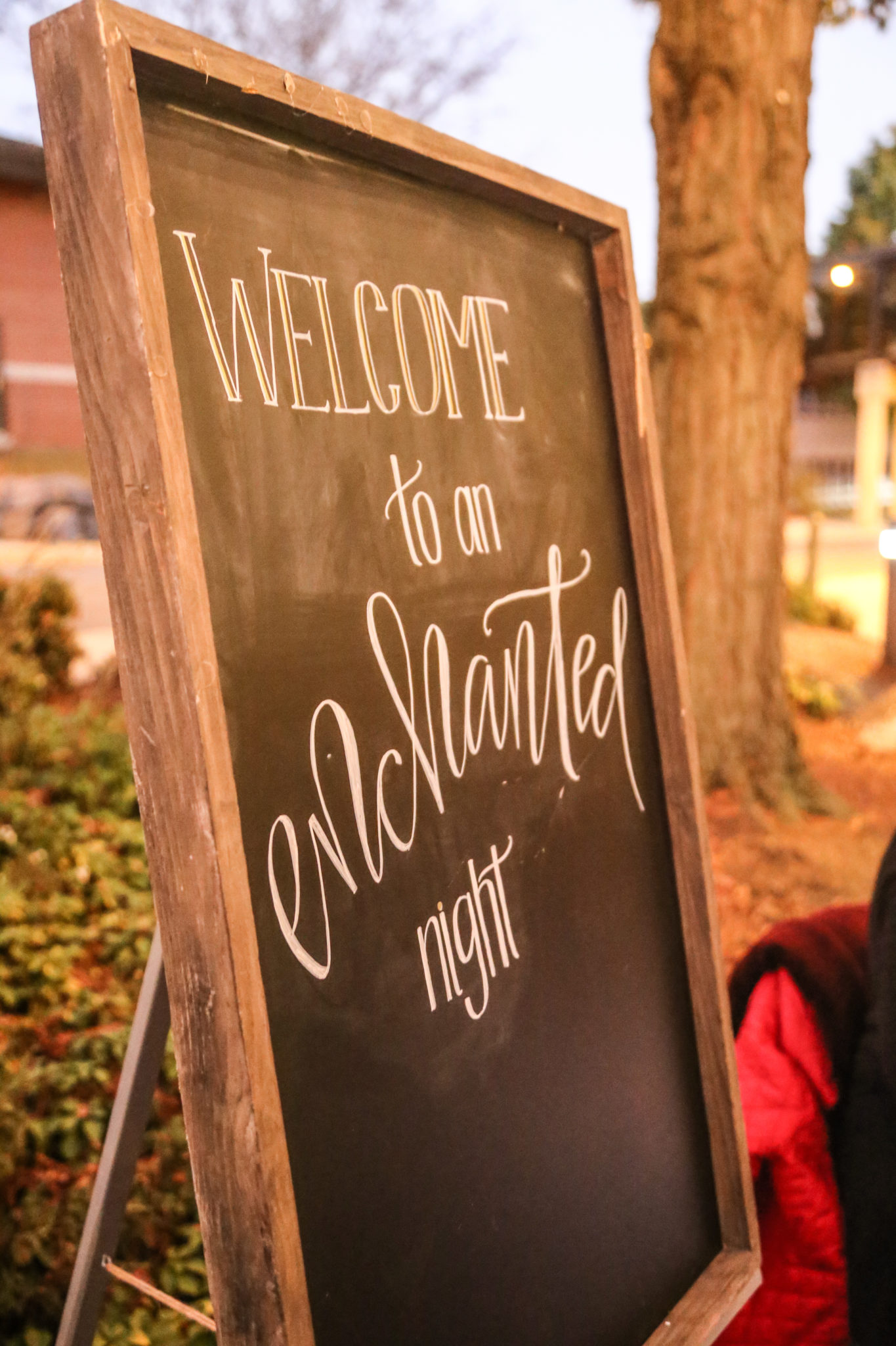 Welcome to enchanted night wooden sign