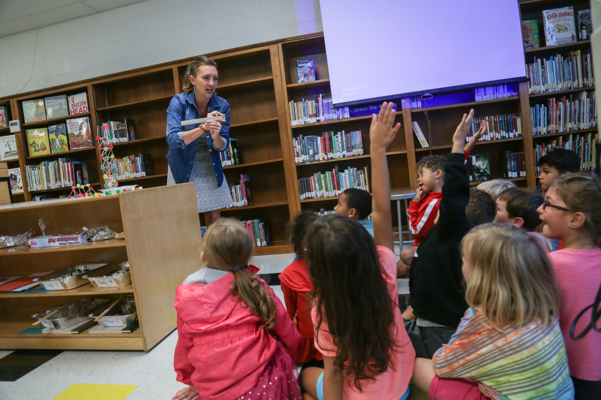 students in the library