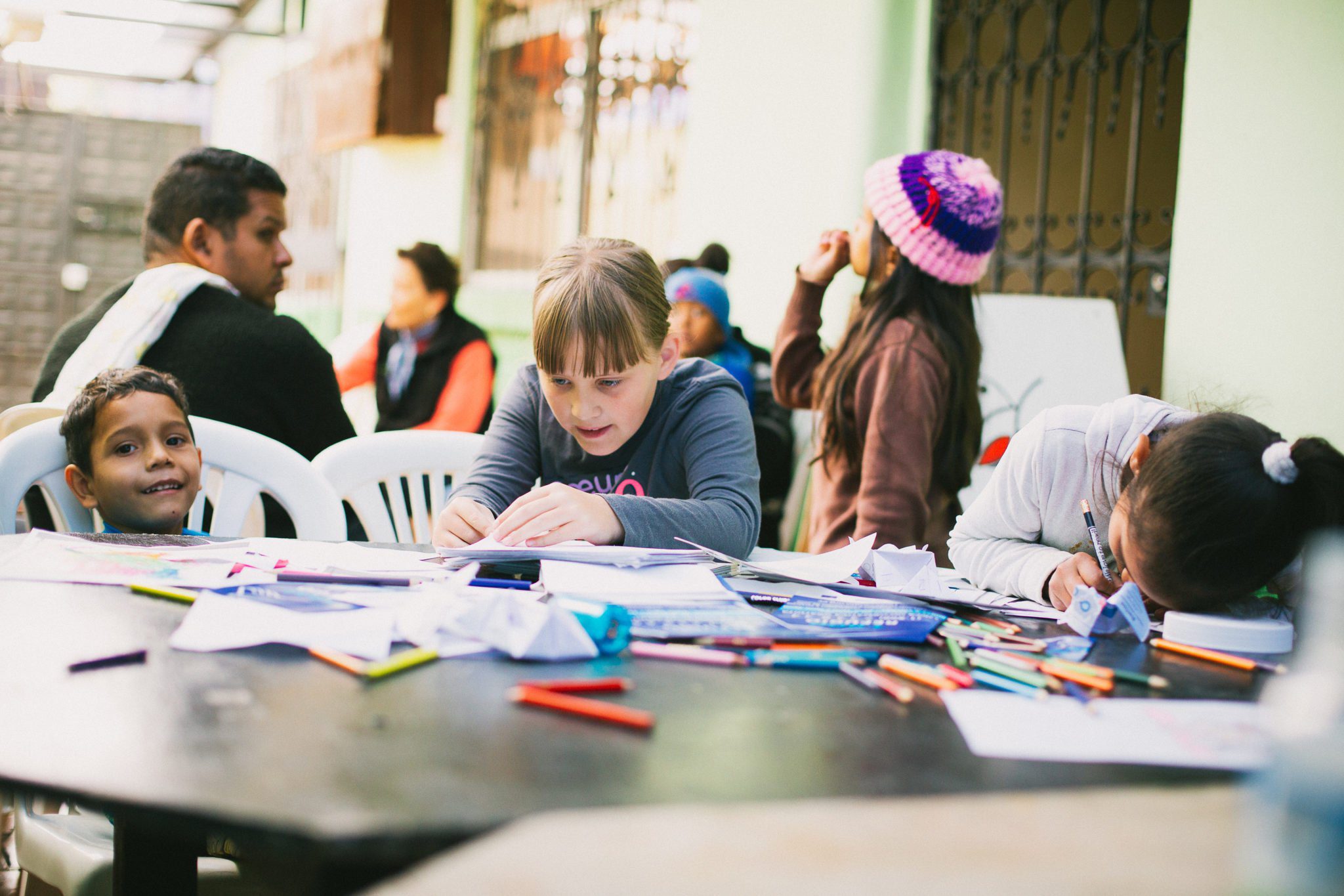 students coloring