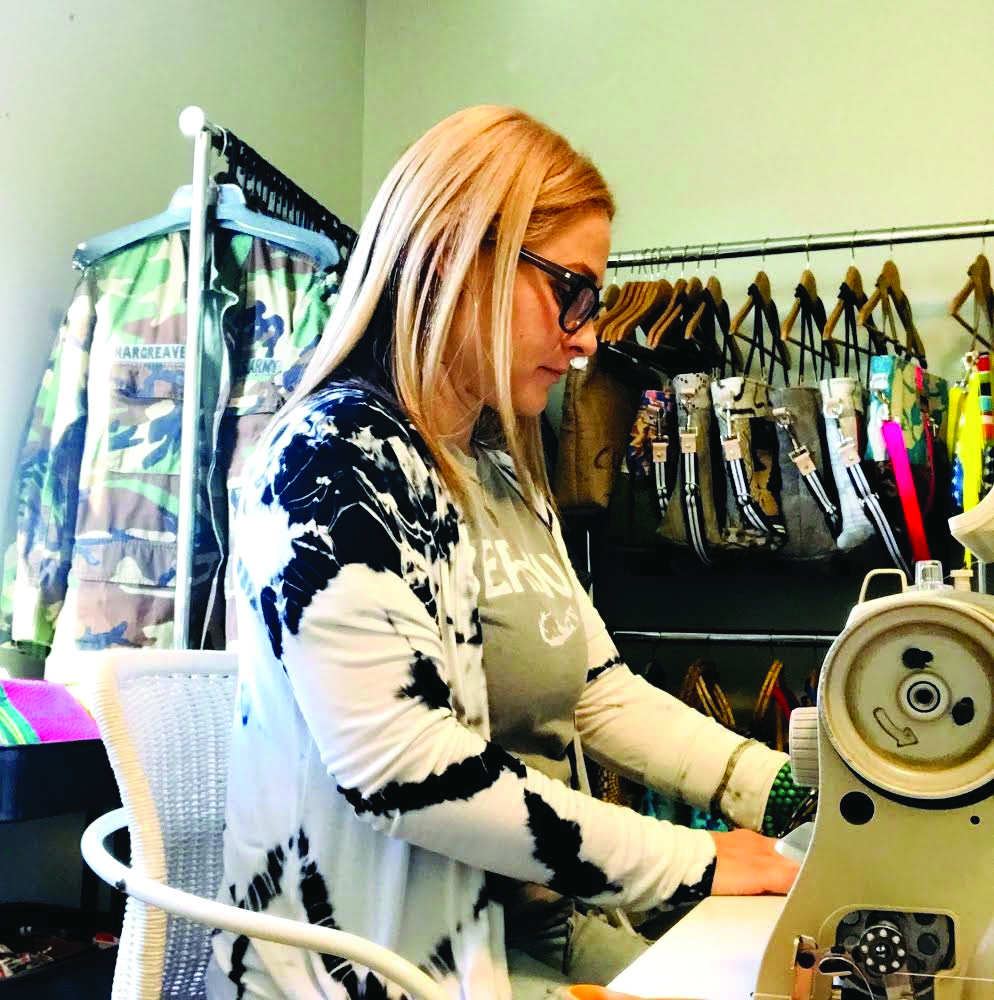 lady in sewing room