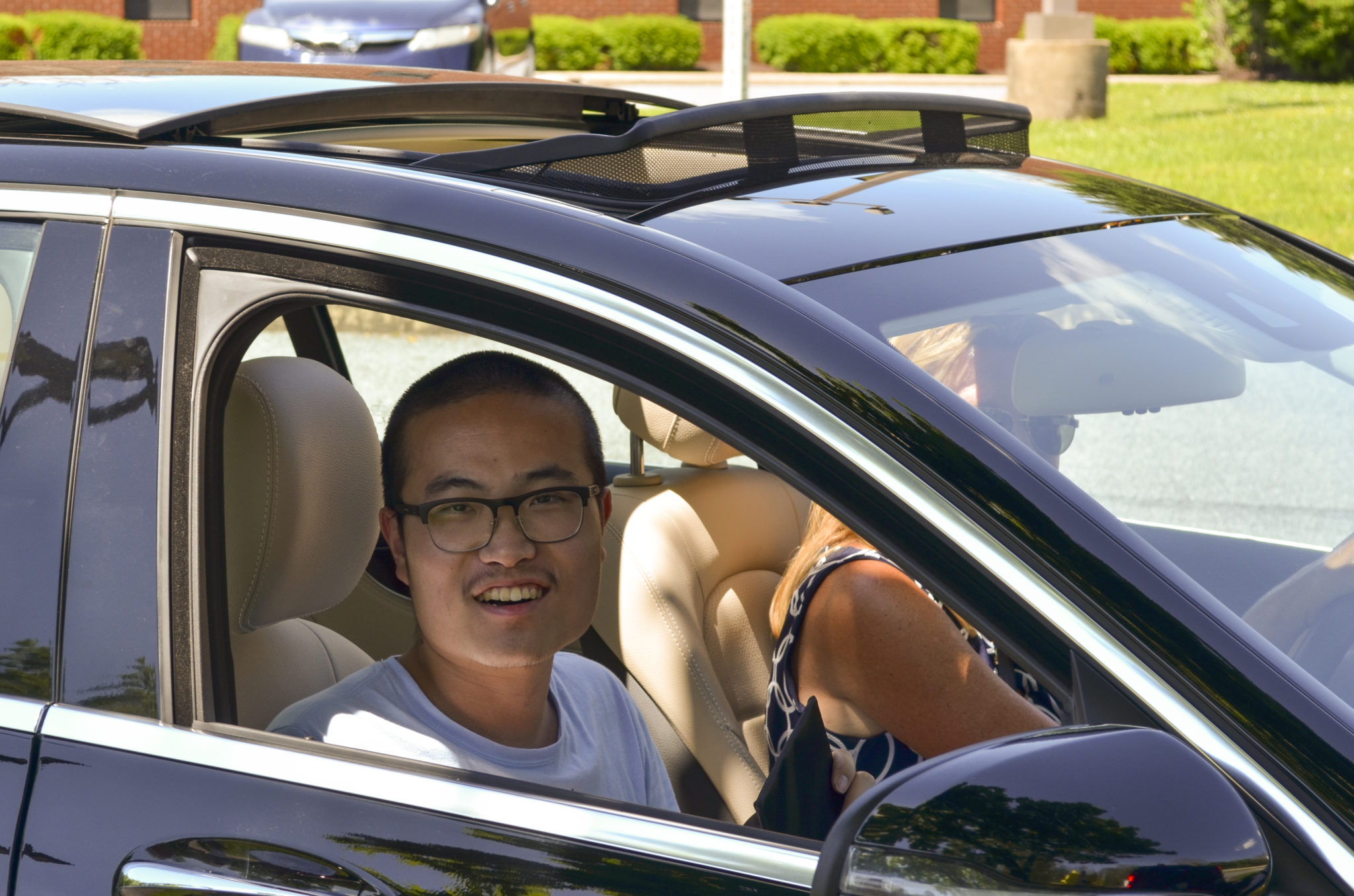 student in car