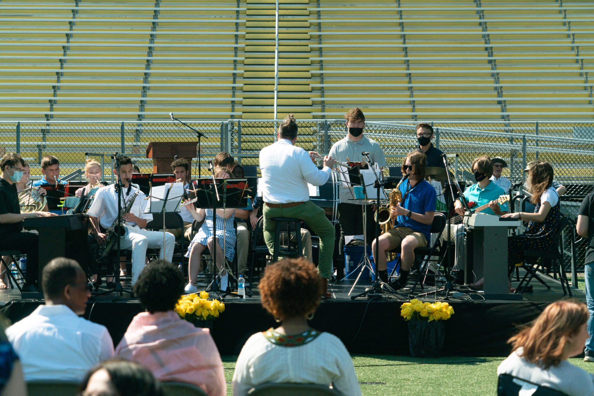 band playing at graduation service