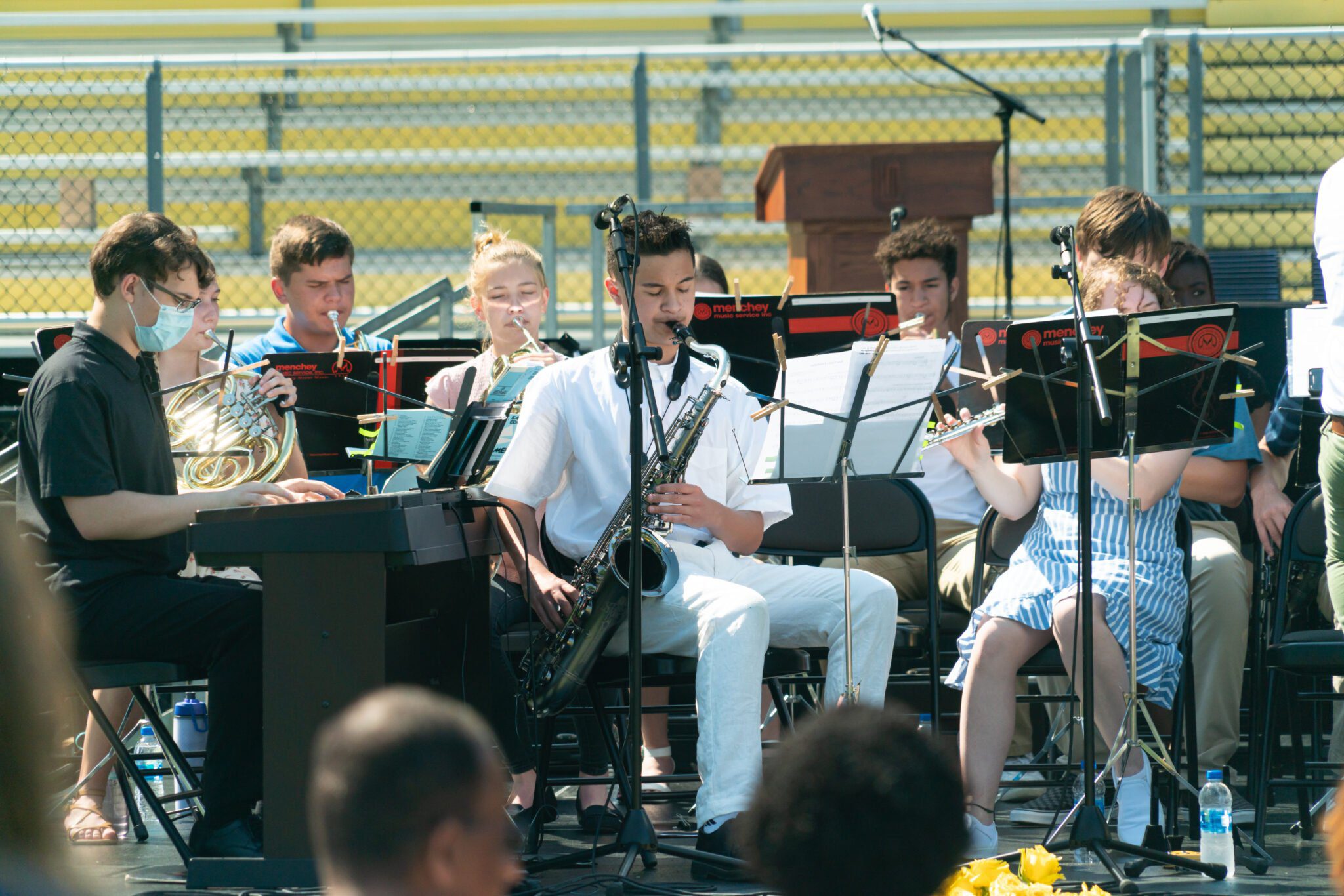 jazz band playing at graduation service