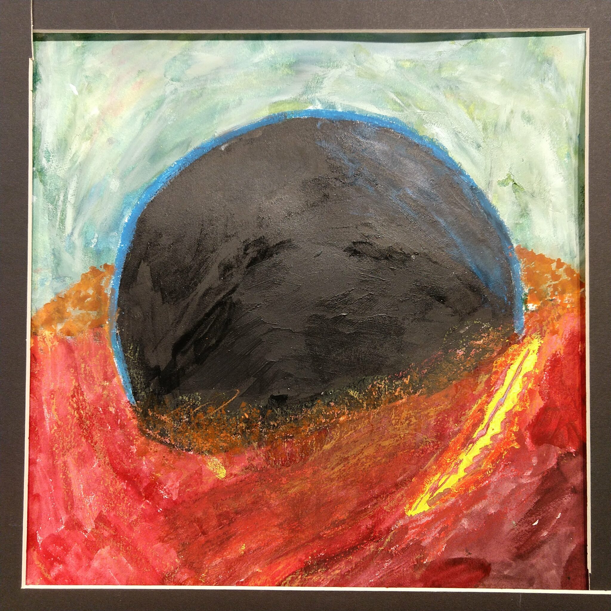 painting of a ball in bright red