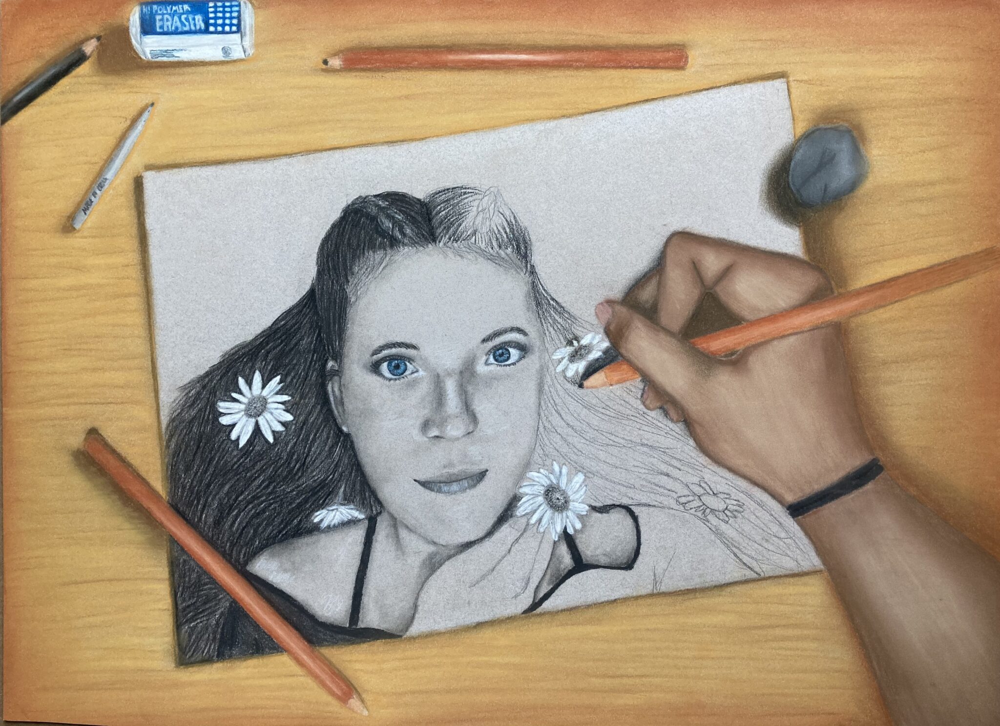 pencil drawing of a girl