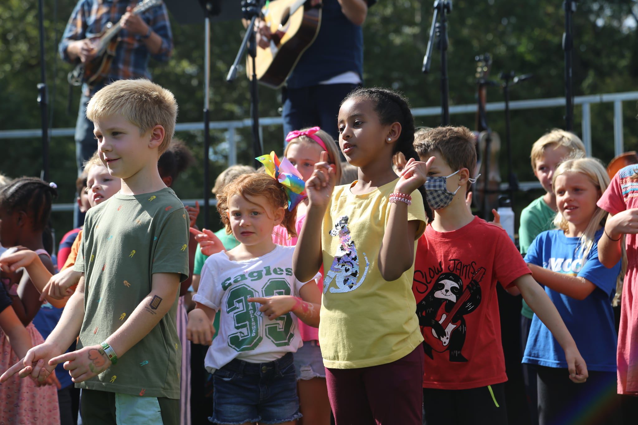 students on stage