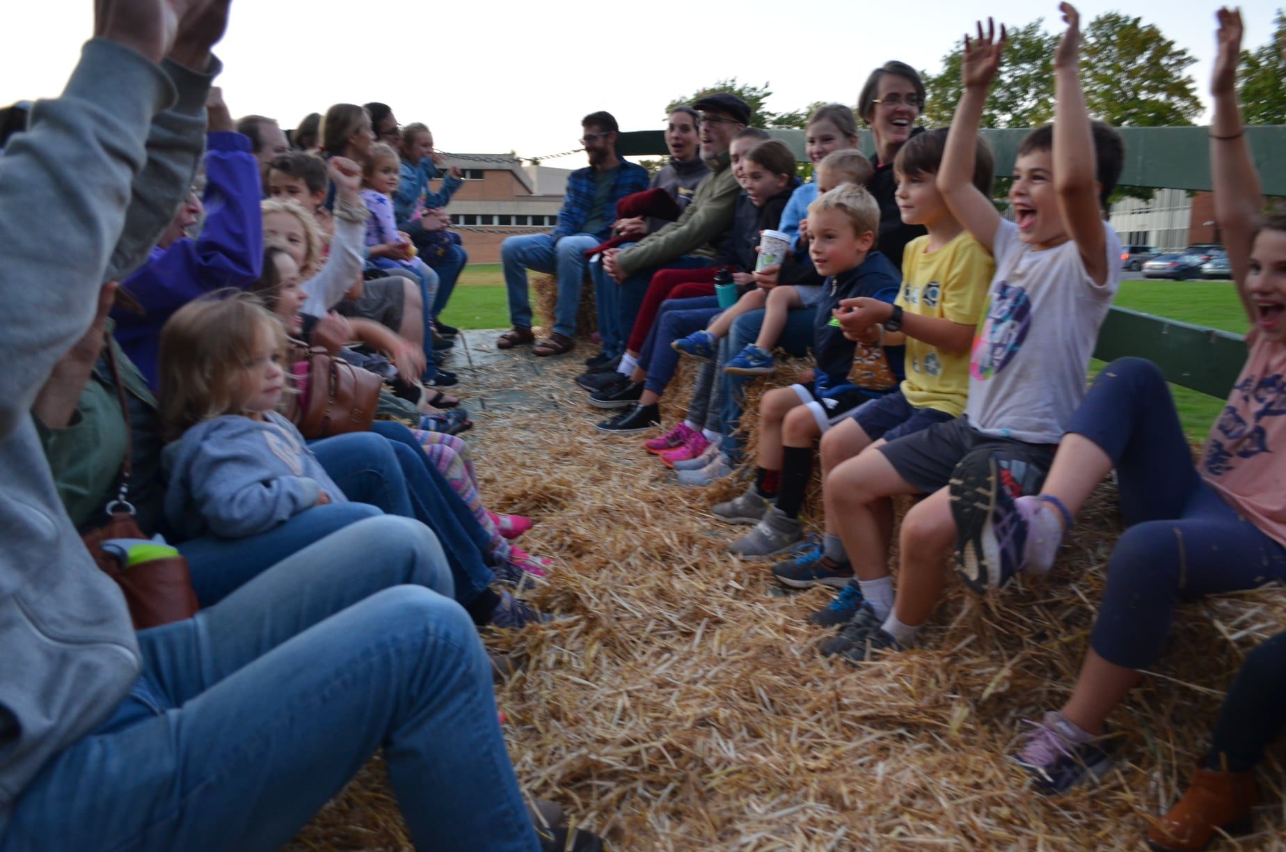 families on tractor ride