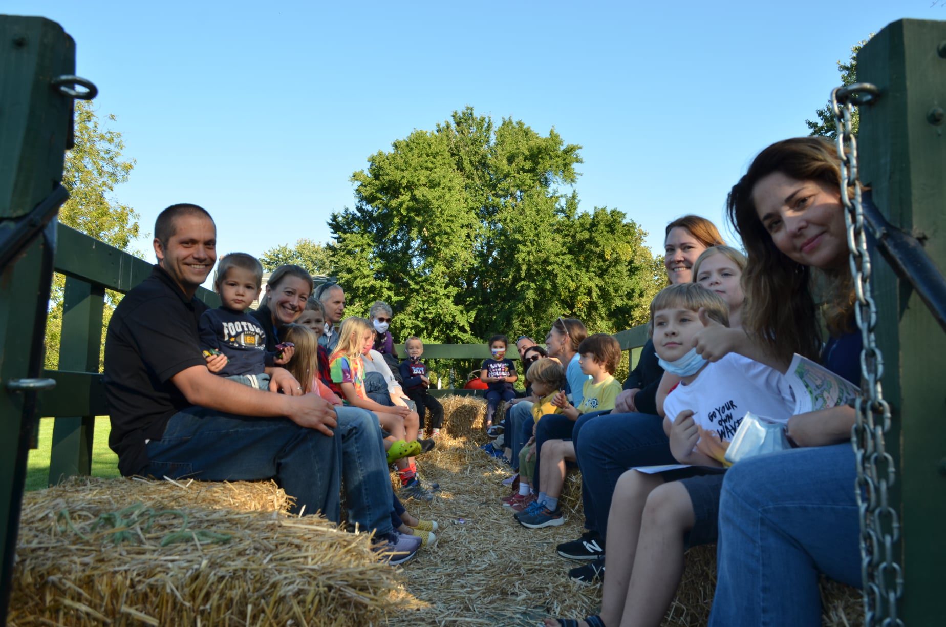 families on hay ride