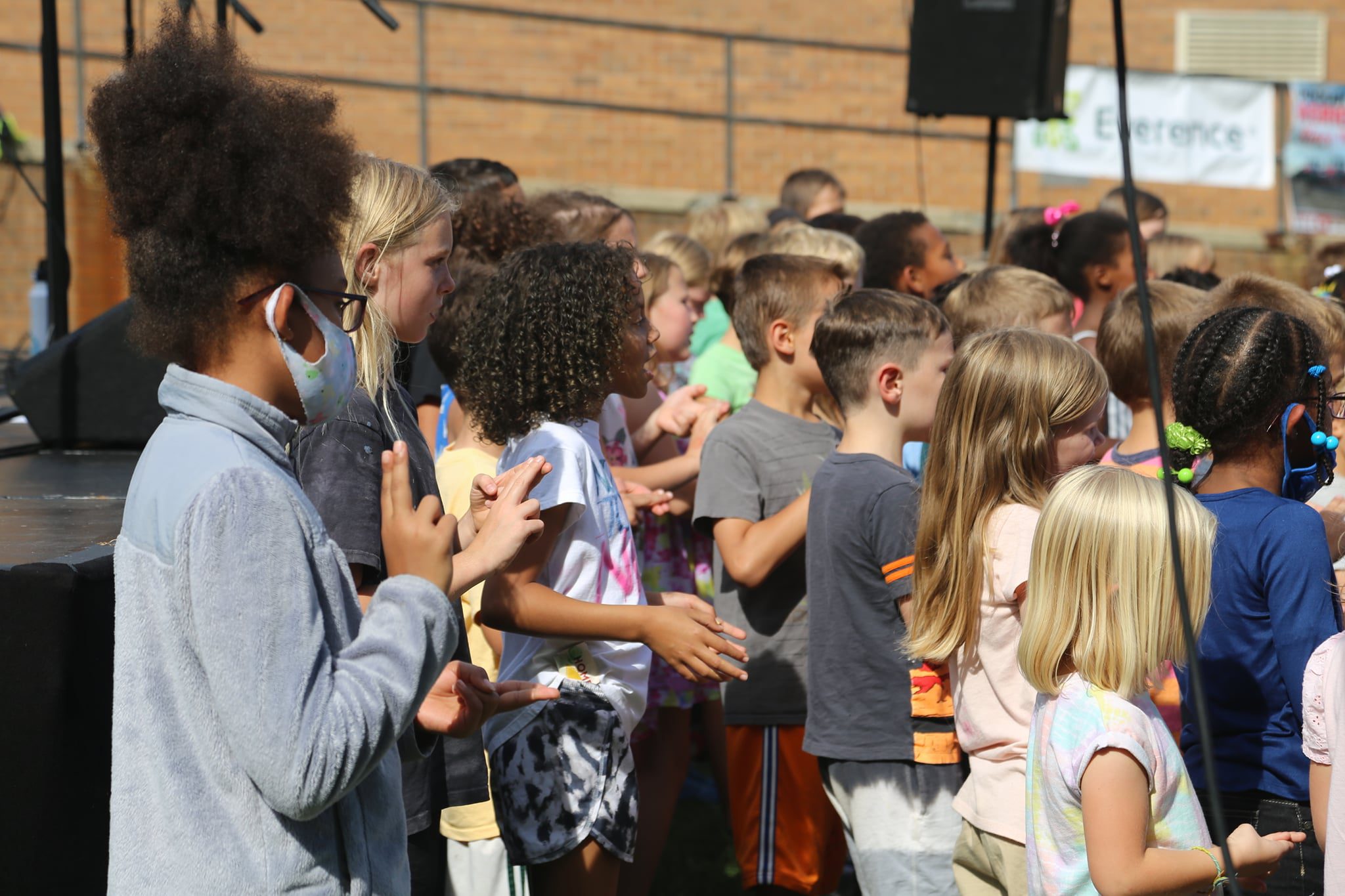 students singing