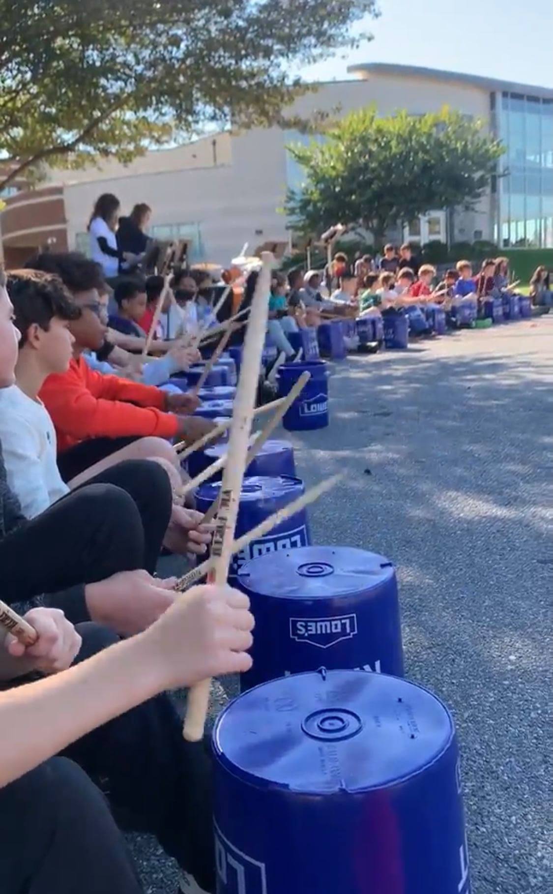 Students drumming