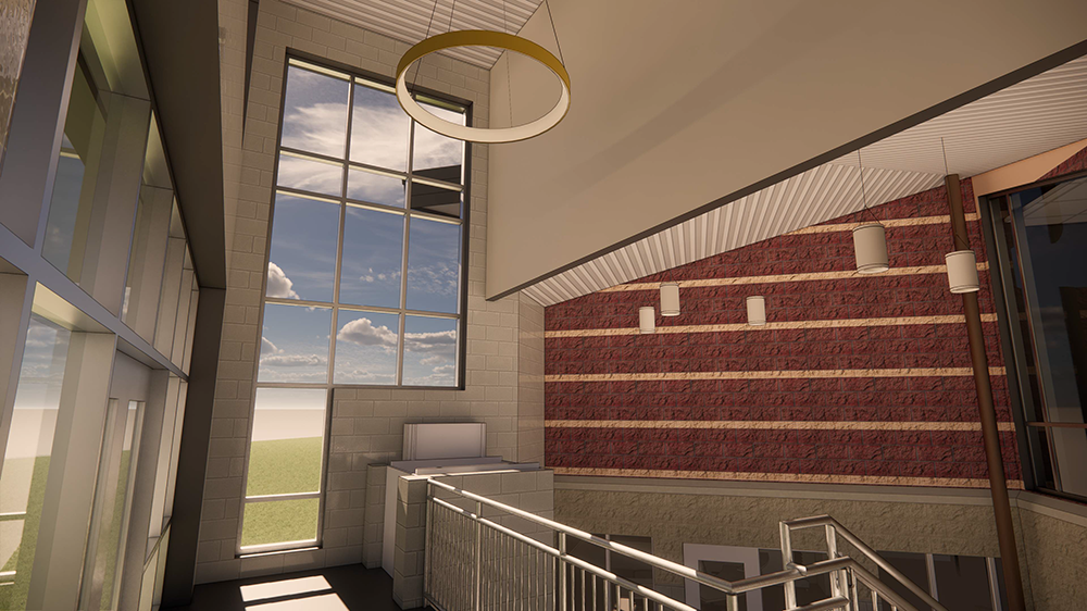 Rendering of the interior of the new HS & MS entrance