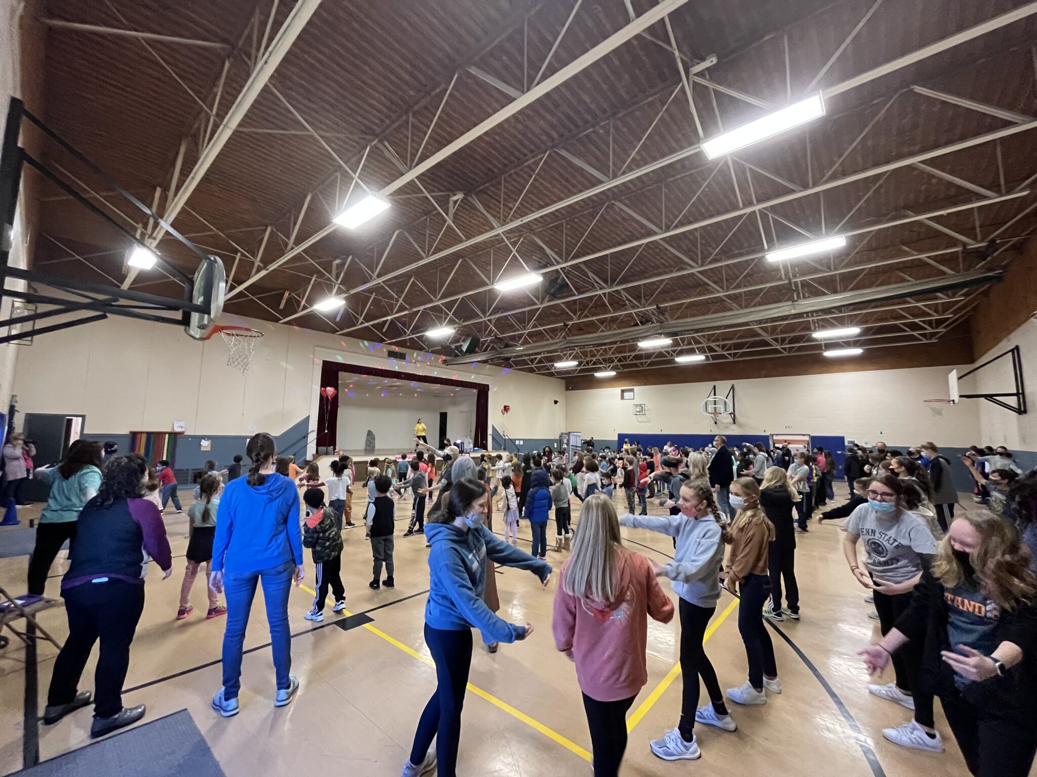 Locust Grove Move-a-thon students in the gym.