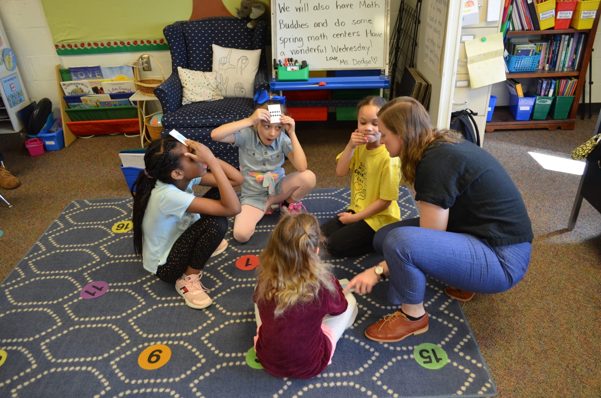 students playing math games