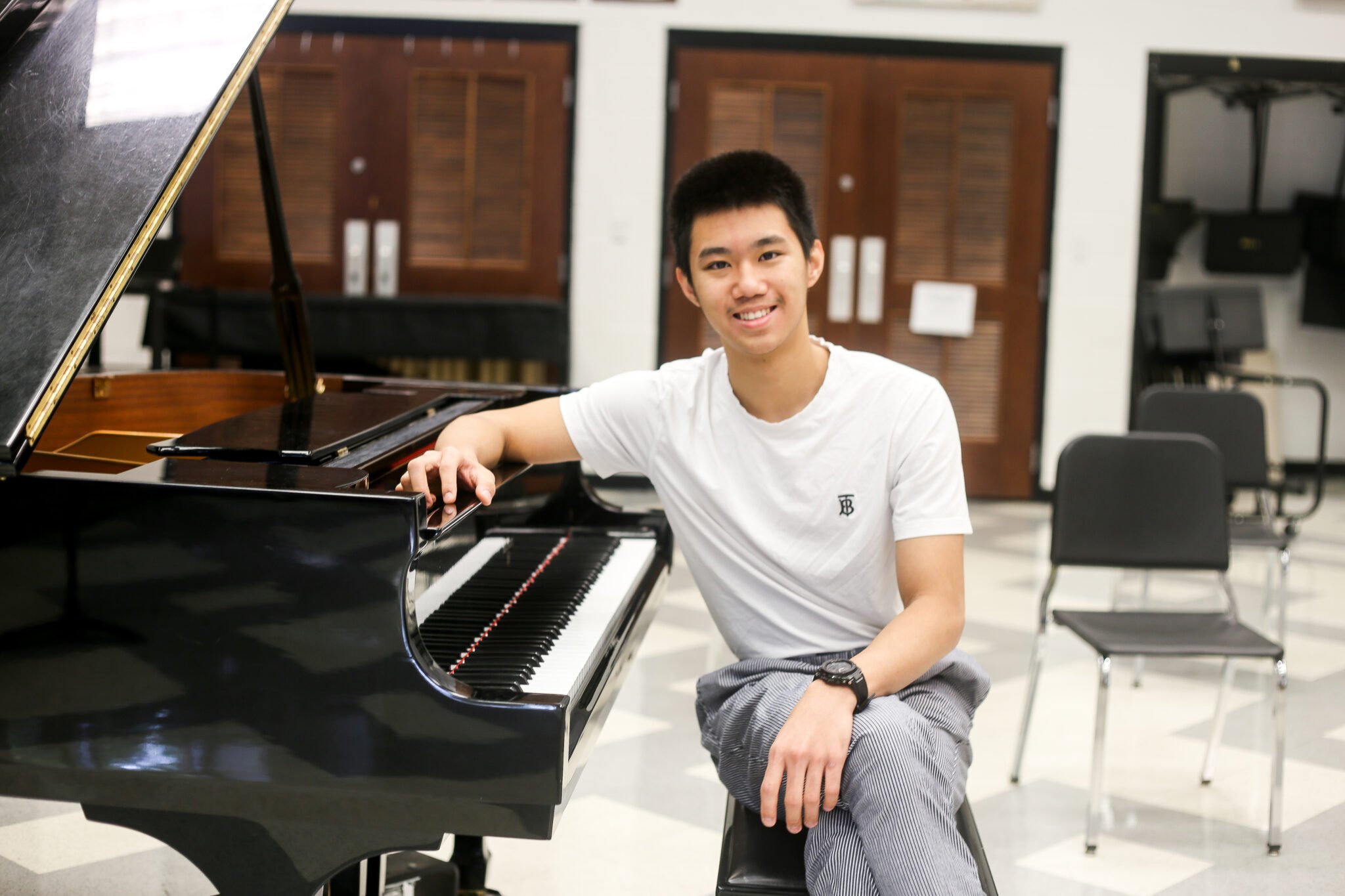 student at piano