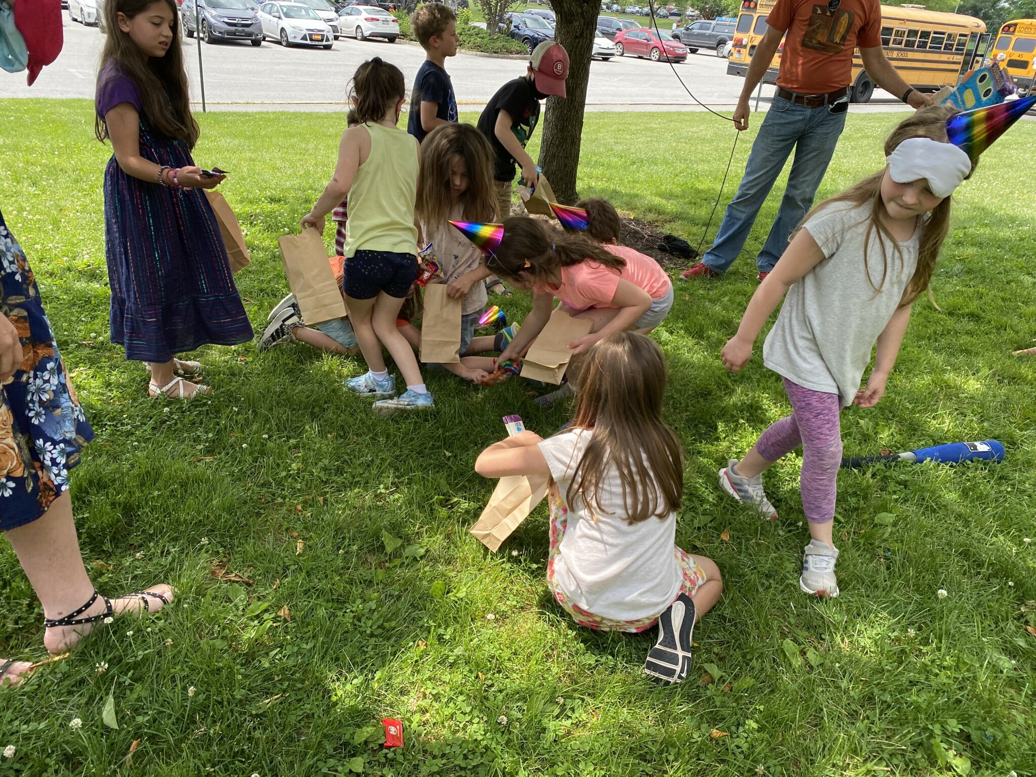 students playing outside