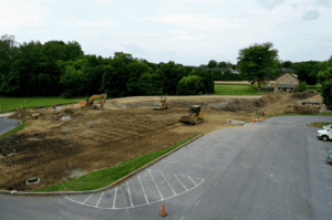 The future location for the Elementary school playground! This photo was taken out the second floor window of the Rutt Academic Building facing towards Greenland Drive.