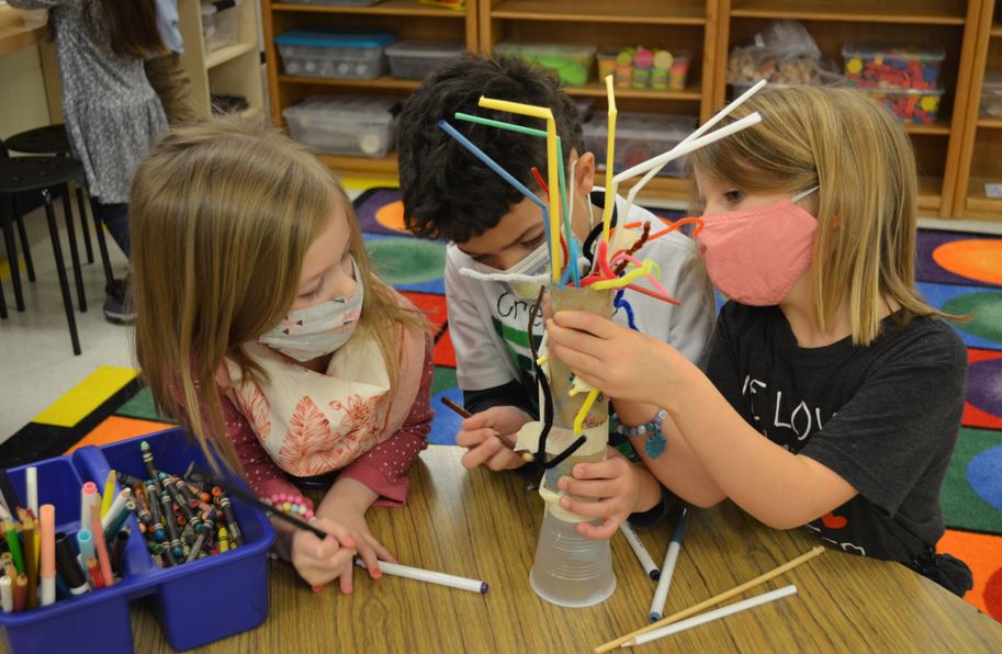 Students working on crafts