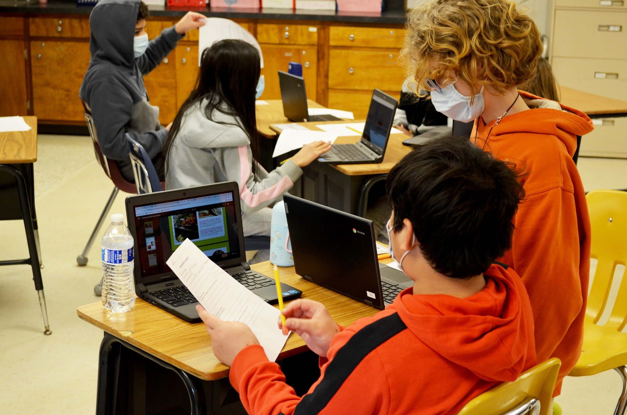 students in classroom working