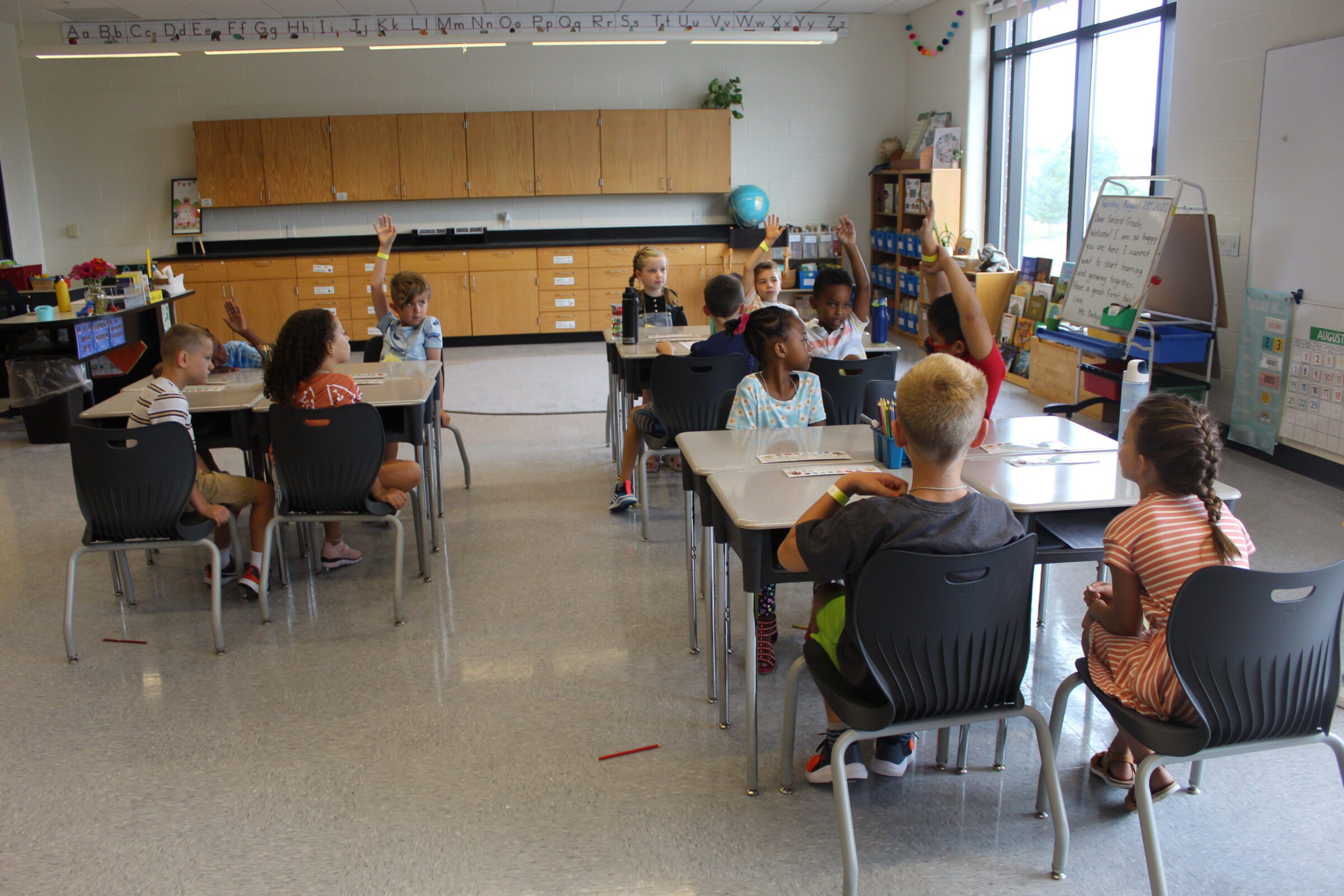 elementary students in classroom