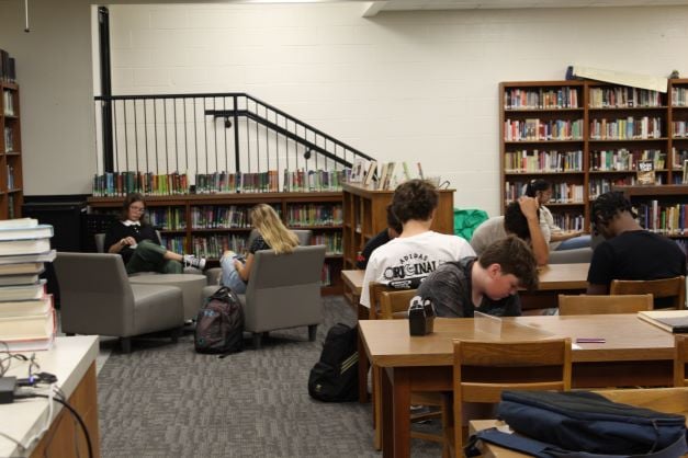 Students in the library