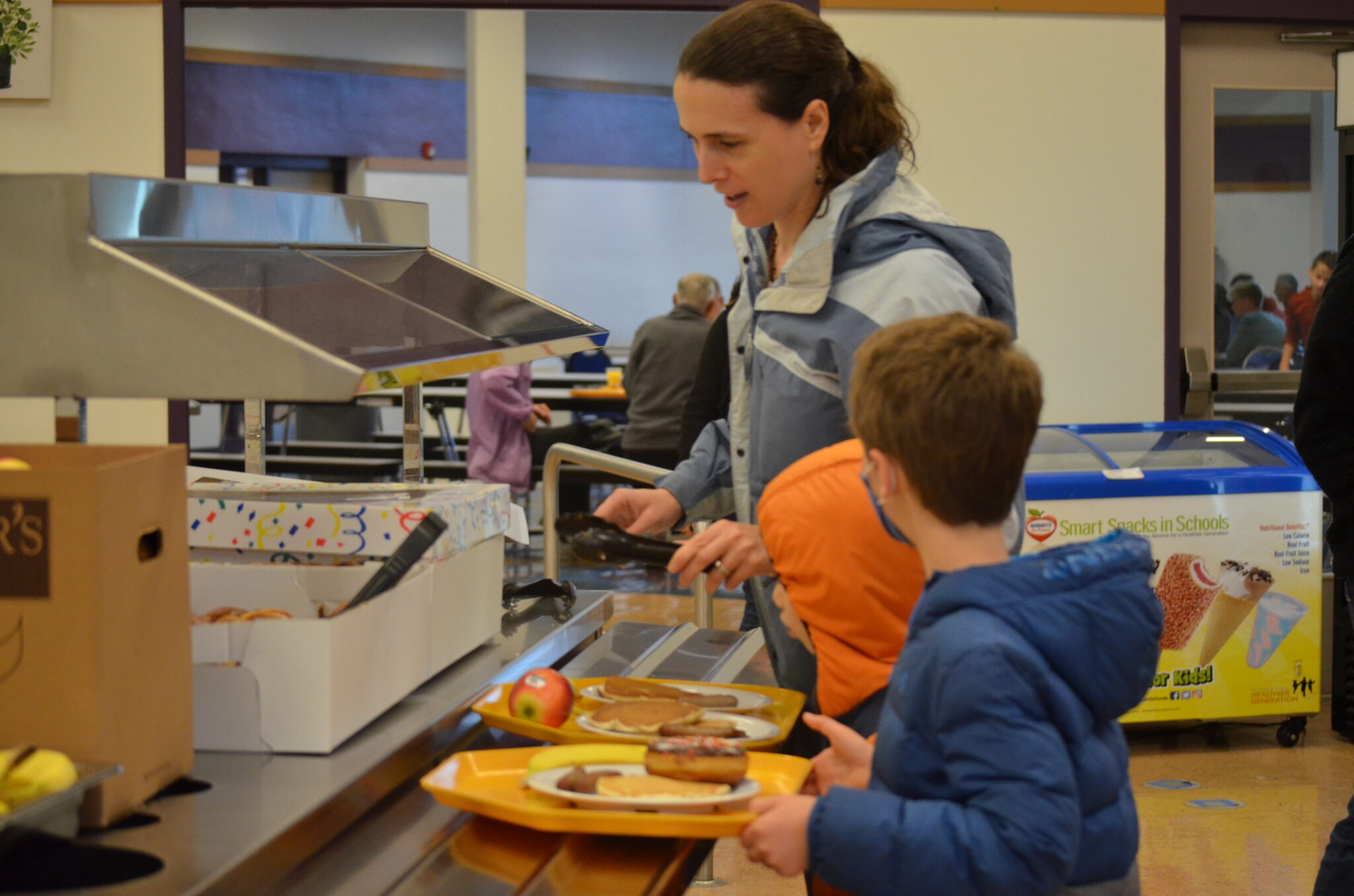 People getting their pancake breakfast