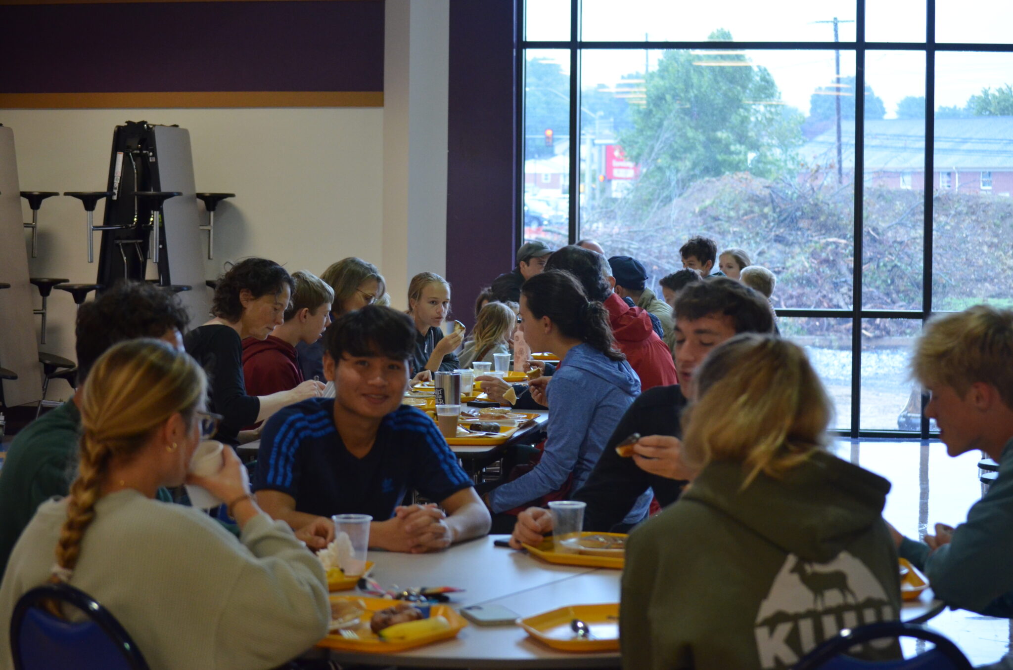 People enjoying pancake breakfast