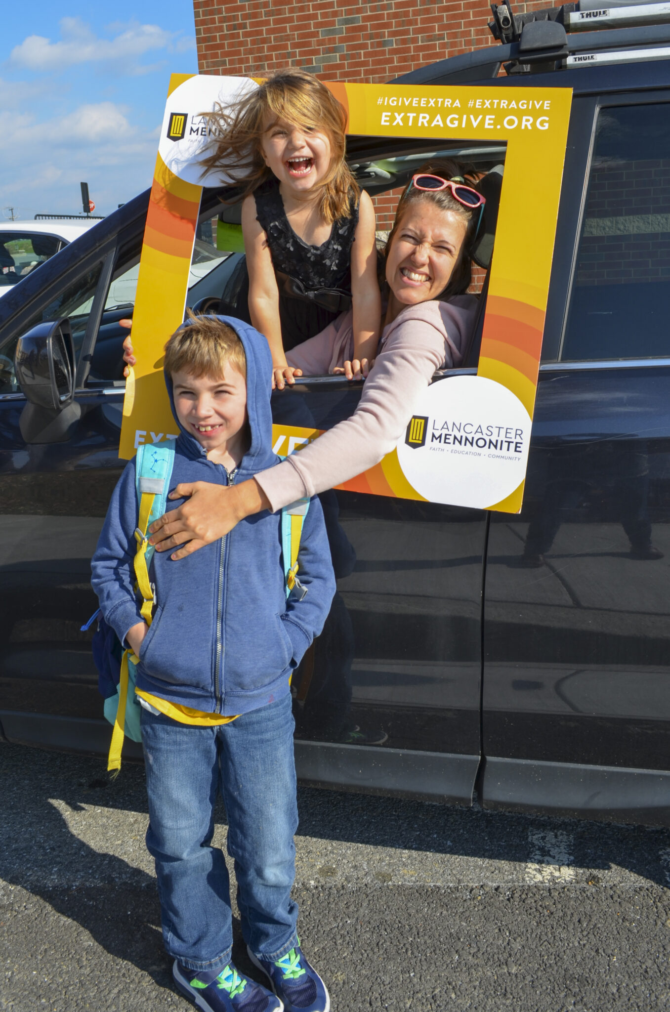 Family during morning drop off.