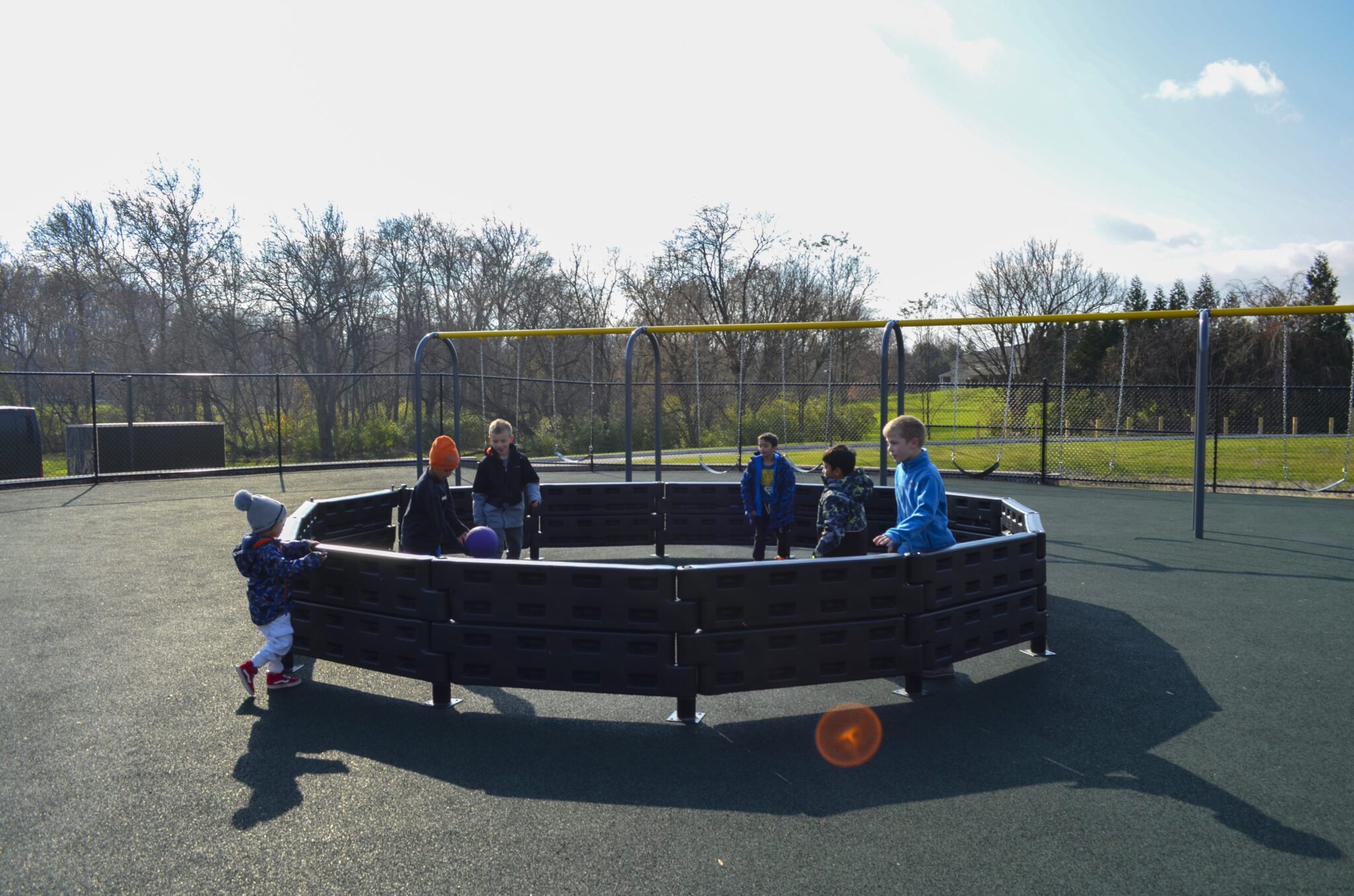 Elementary students playing on the playground