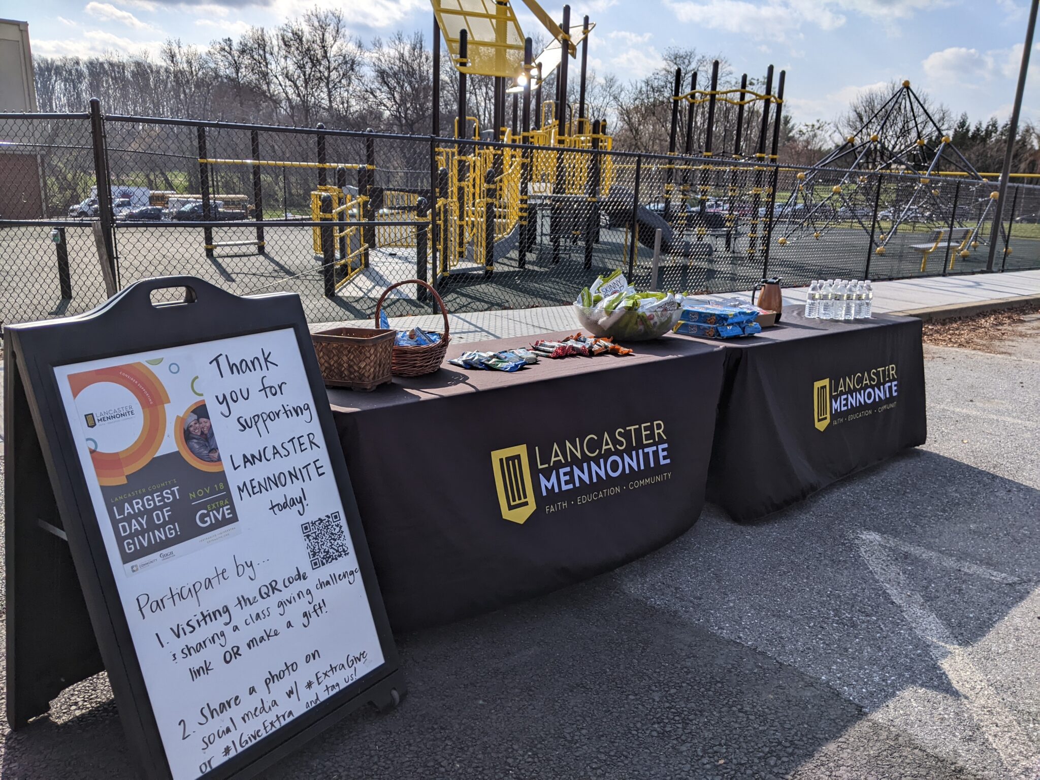 Playground set up for Extragive elementary playtime.