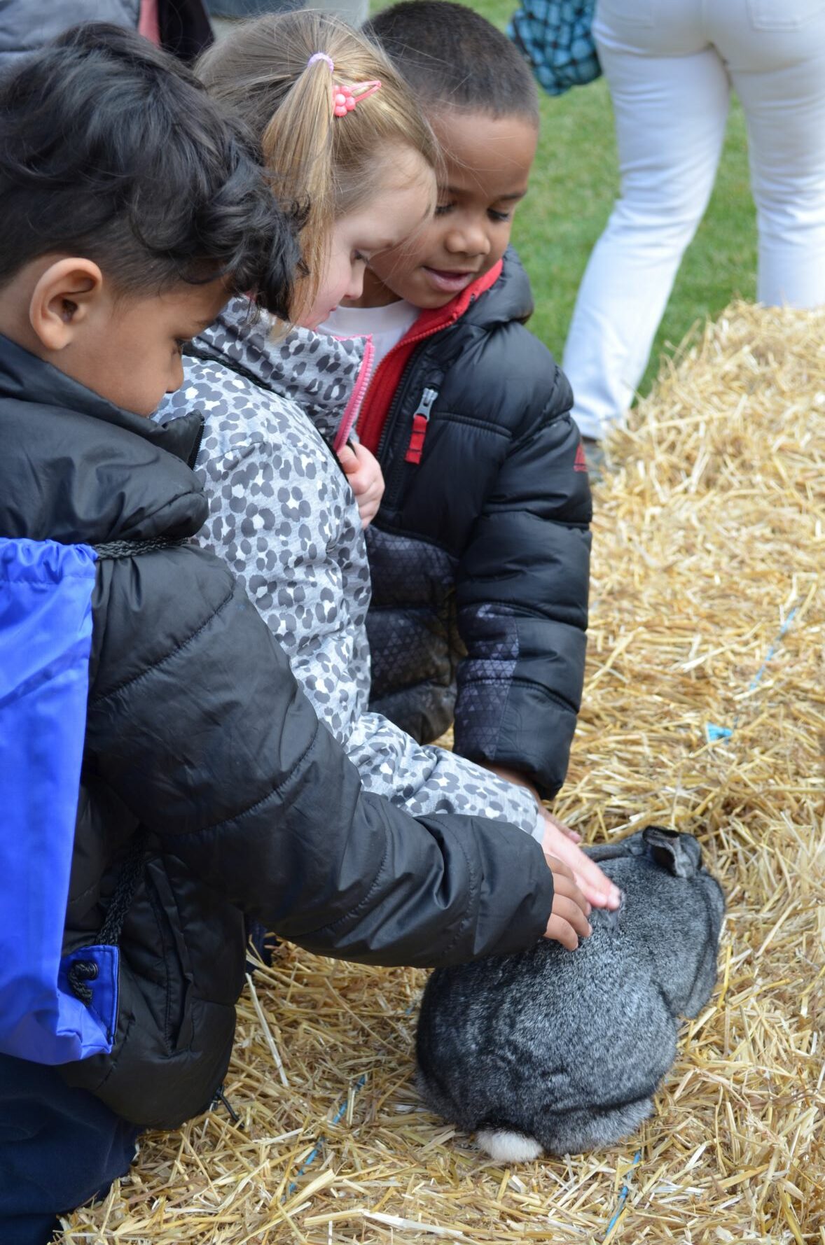 students with bunny