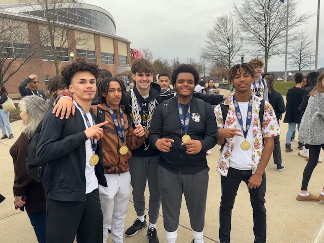 Boys' Basketball team at State Championships