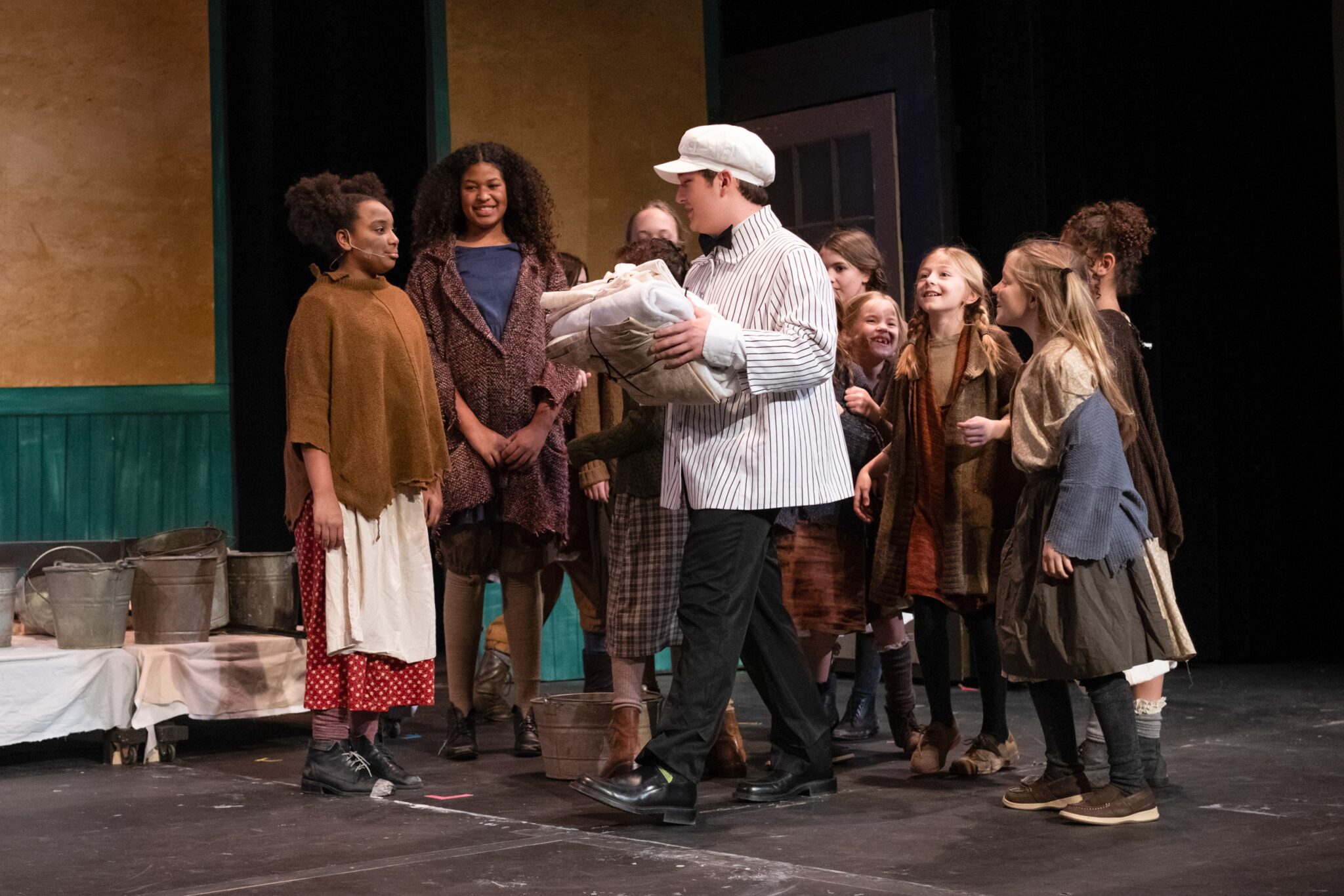 Younger students in Annie production