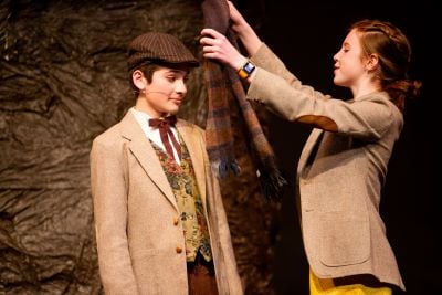 Two students on stage, Fantastic Mr. Fox