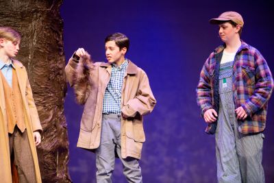 Three students on stage during Fantastic Mr. Fox