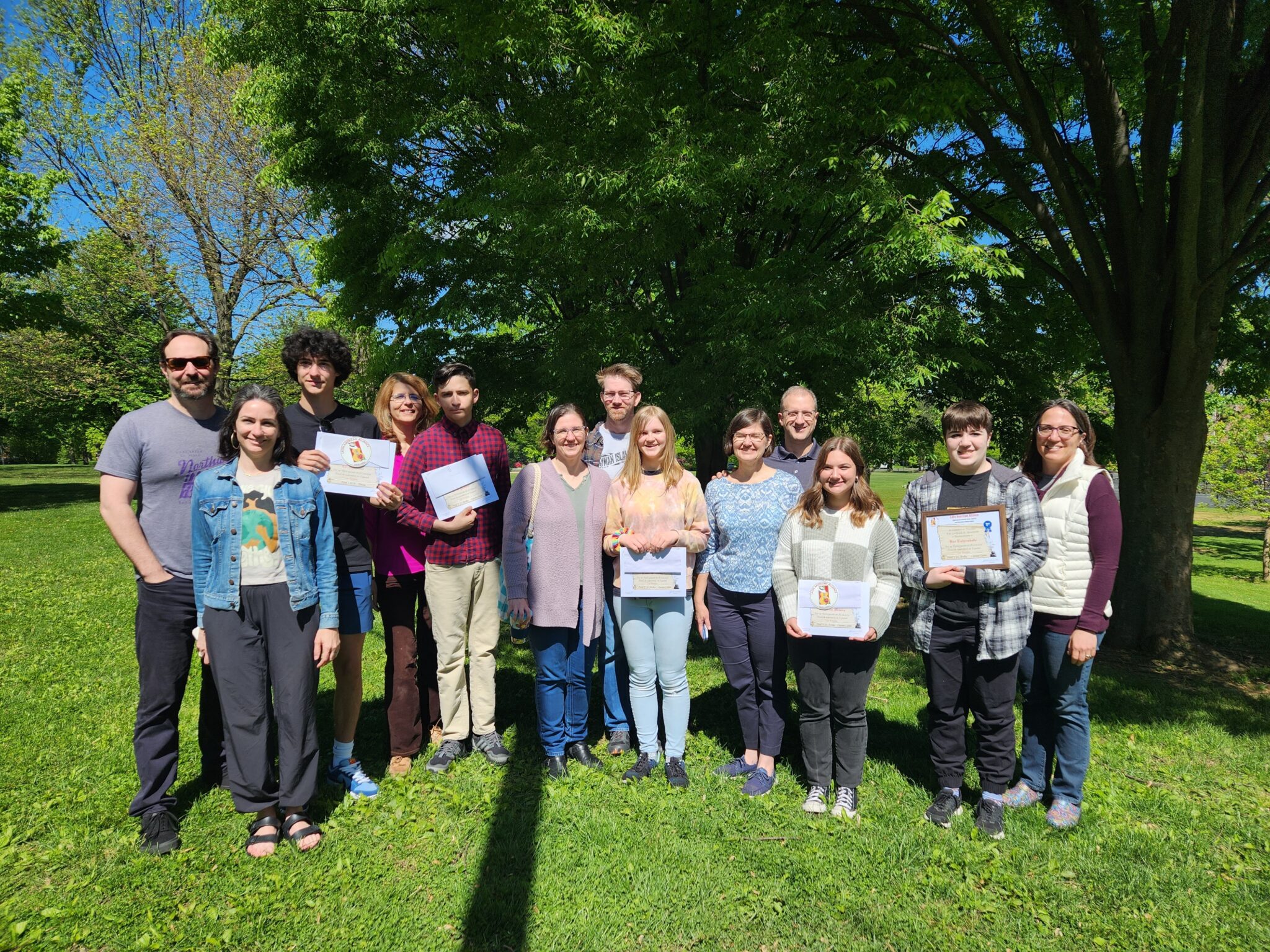 Group of students with their certificates