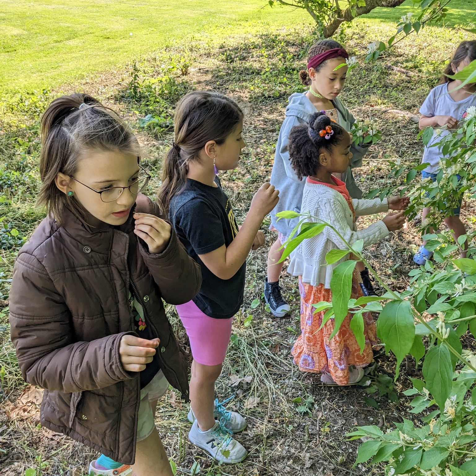 Elementary students outside