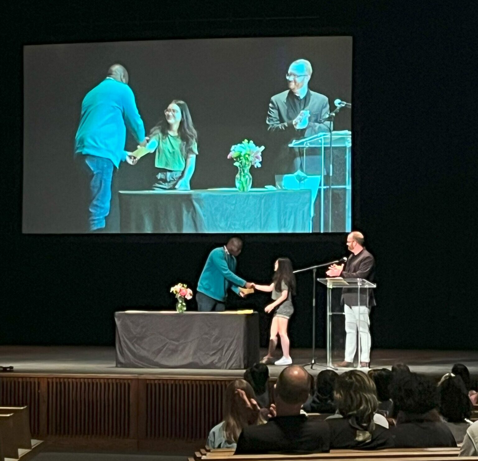 Julie Eshenauer '23 receiving the Principal's Leadership Award.