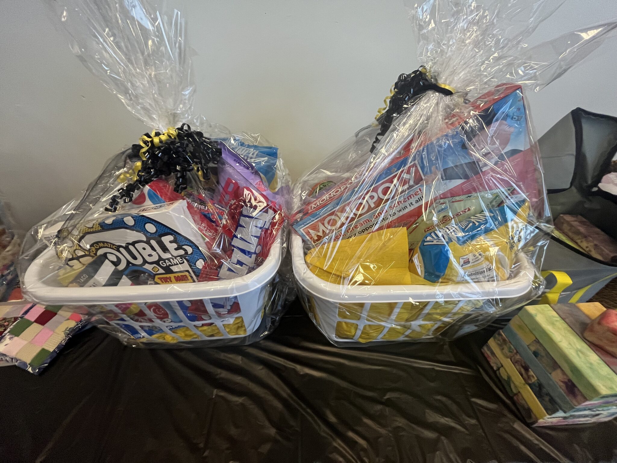 Auction baskets made by the classes