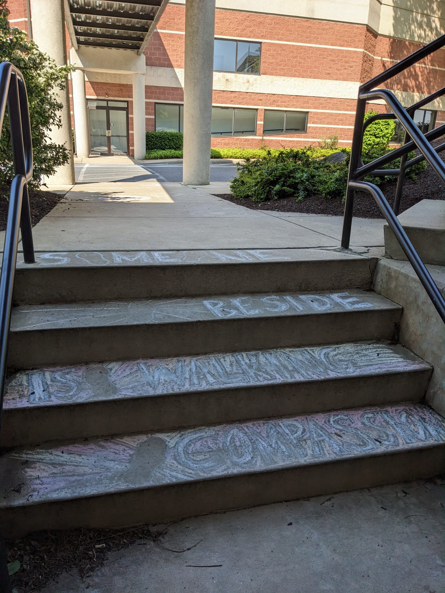 Steps at school with sidewalk chalk