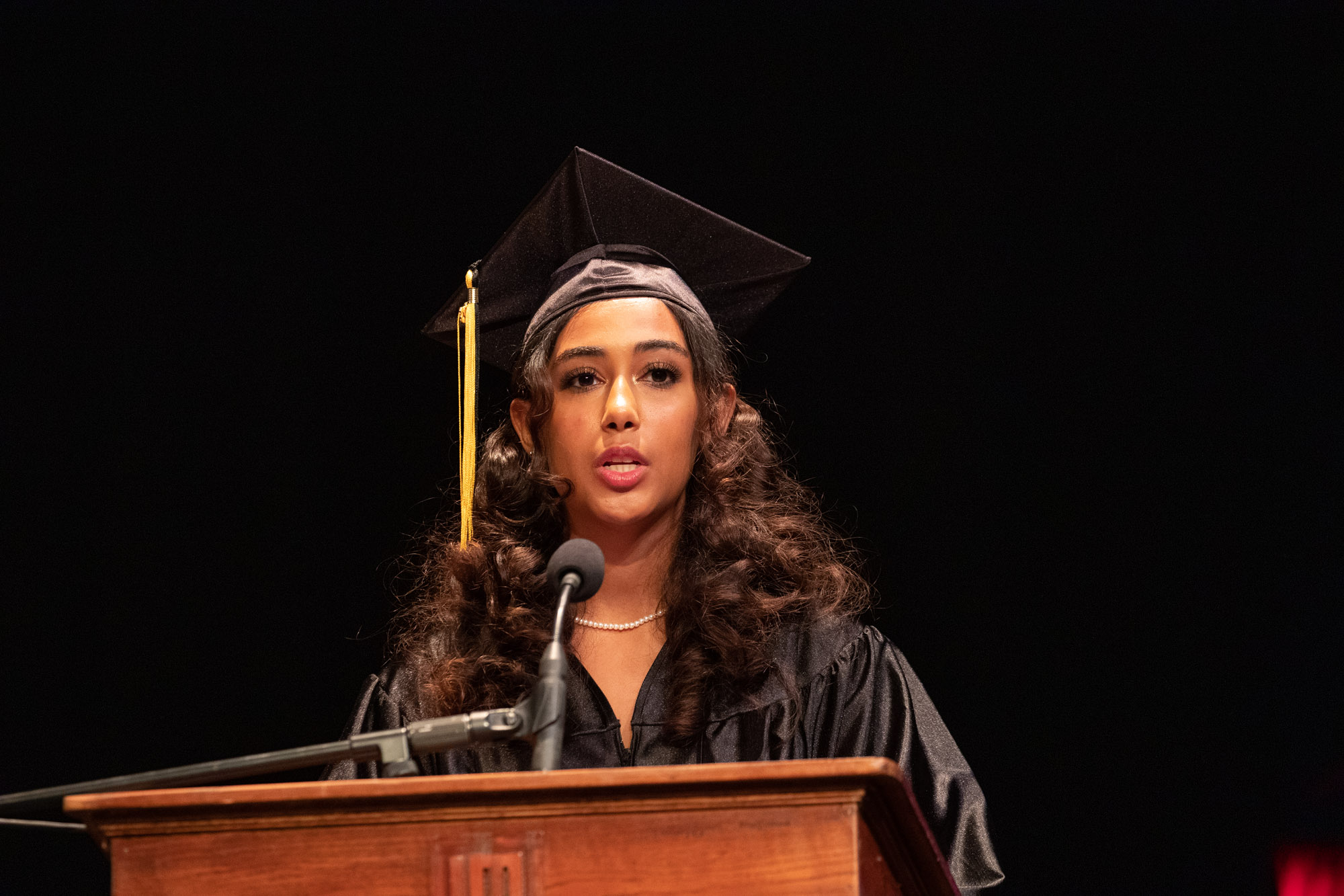 Student speaking at Graduation