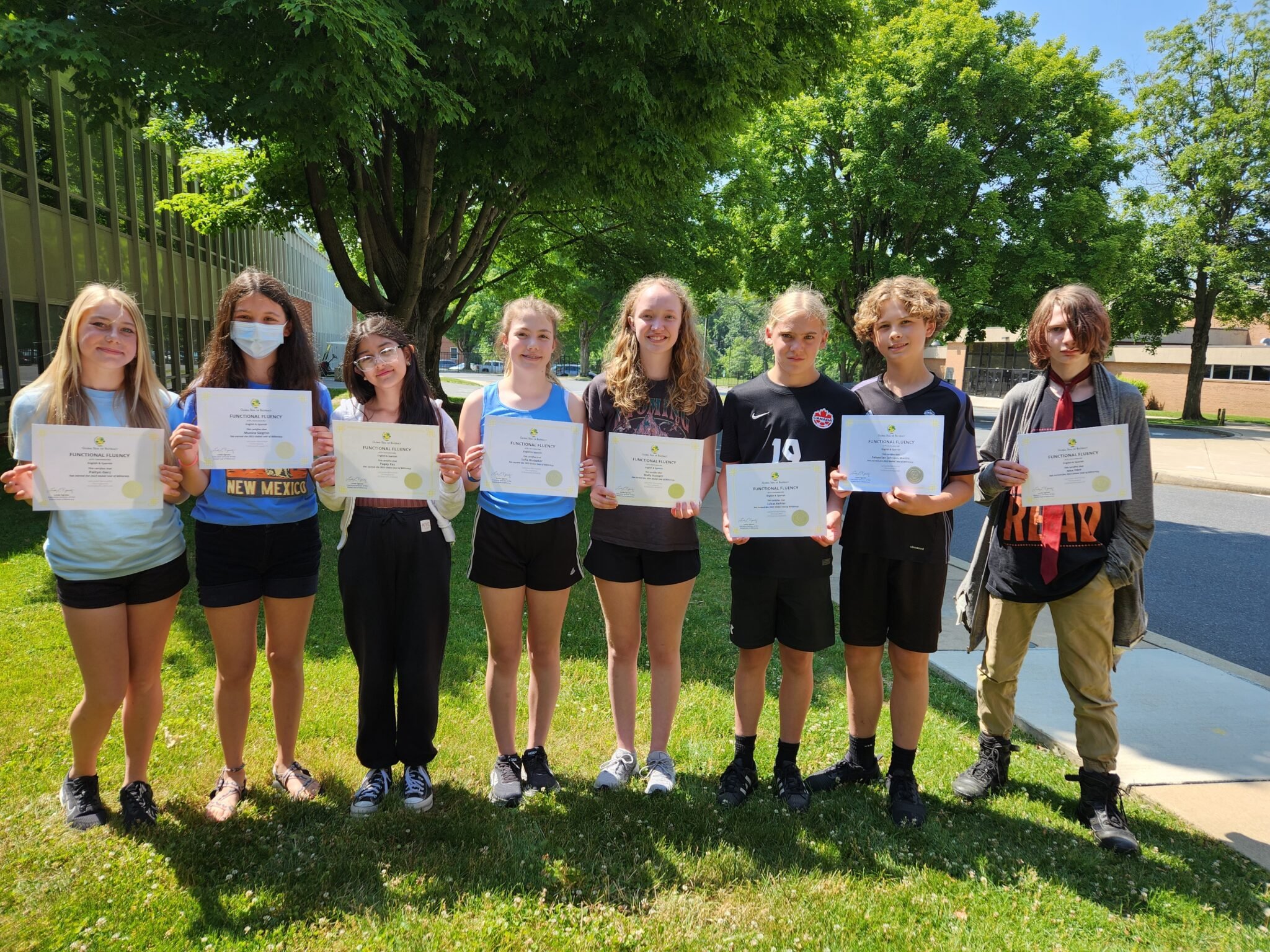 8th graders Paityn Gerz, Munira Siegrist, Papsy Paz, Sofia Brubaker, Molly Horvath, Lukas Kehler, Seb Johnsen Martin, and Alex D