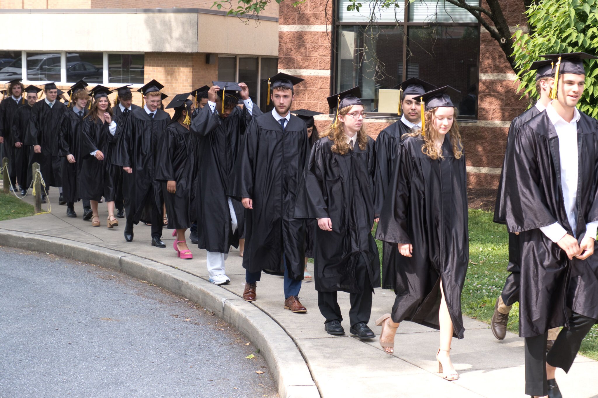 Class of 2023 walking outside