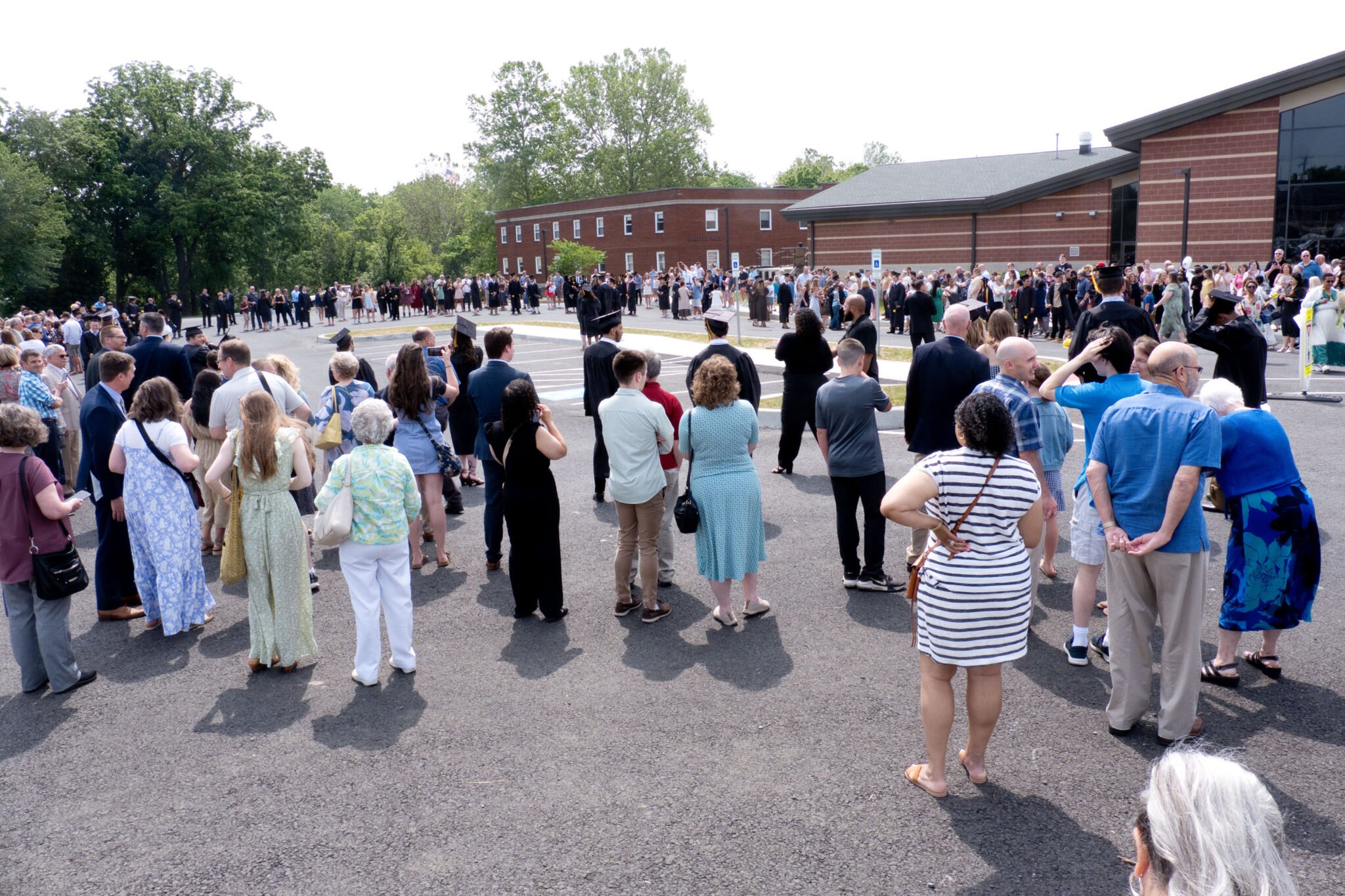 Family gathered outside after Graduation