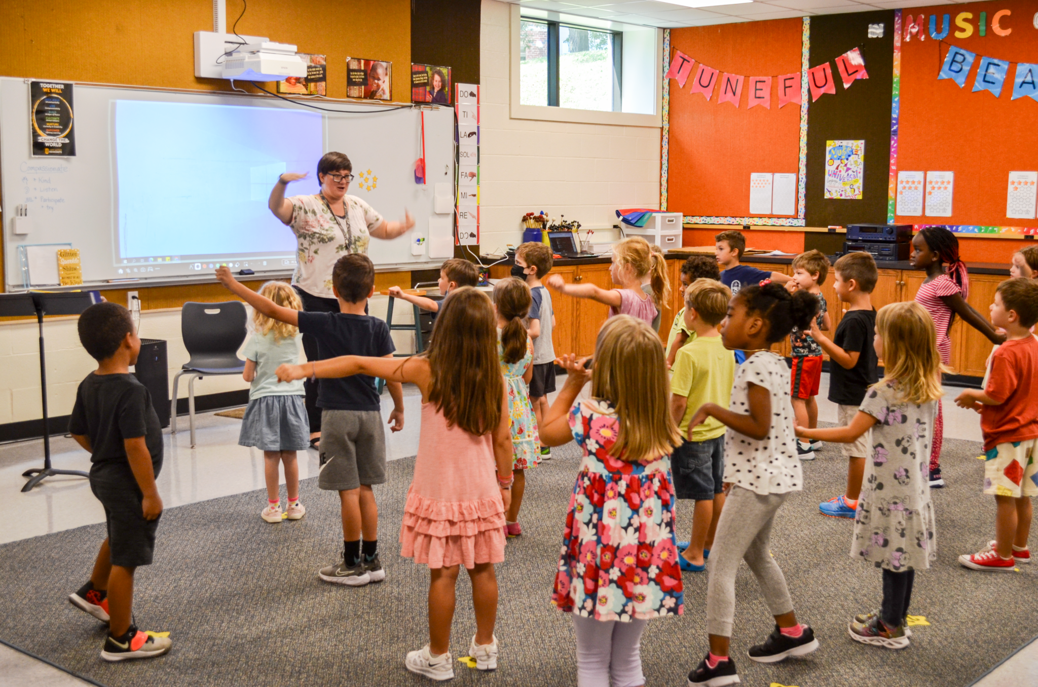 Students in classroom singing