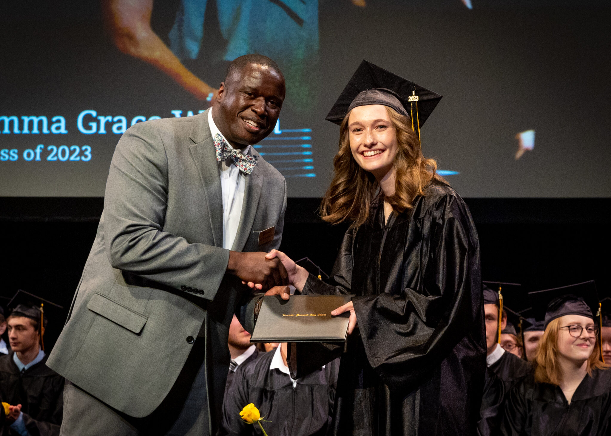 LM student receiving diploma at Graduation