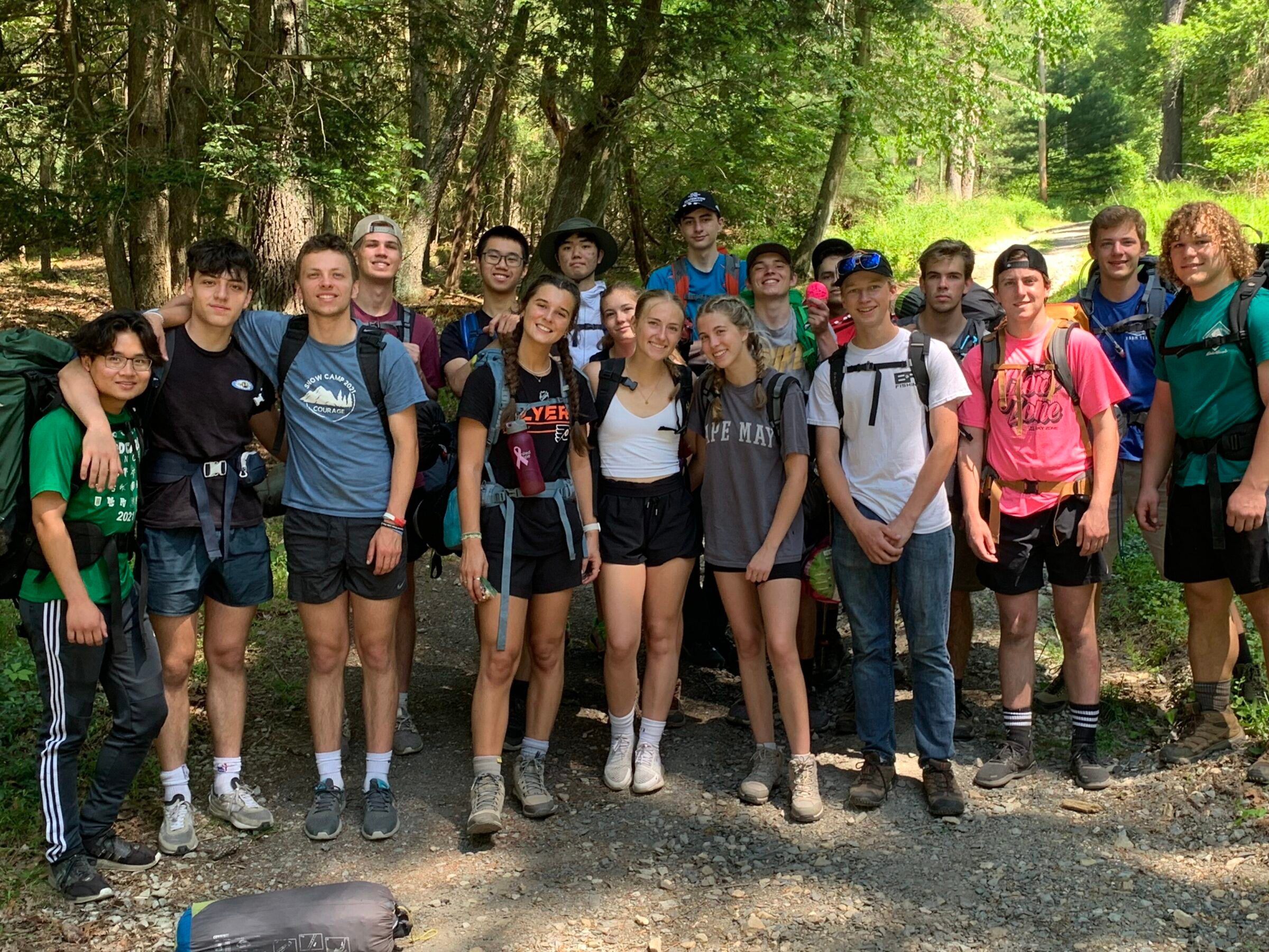 Group of students hiking the Appalachian Trail.